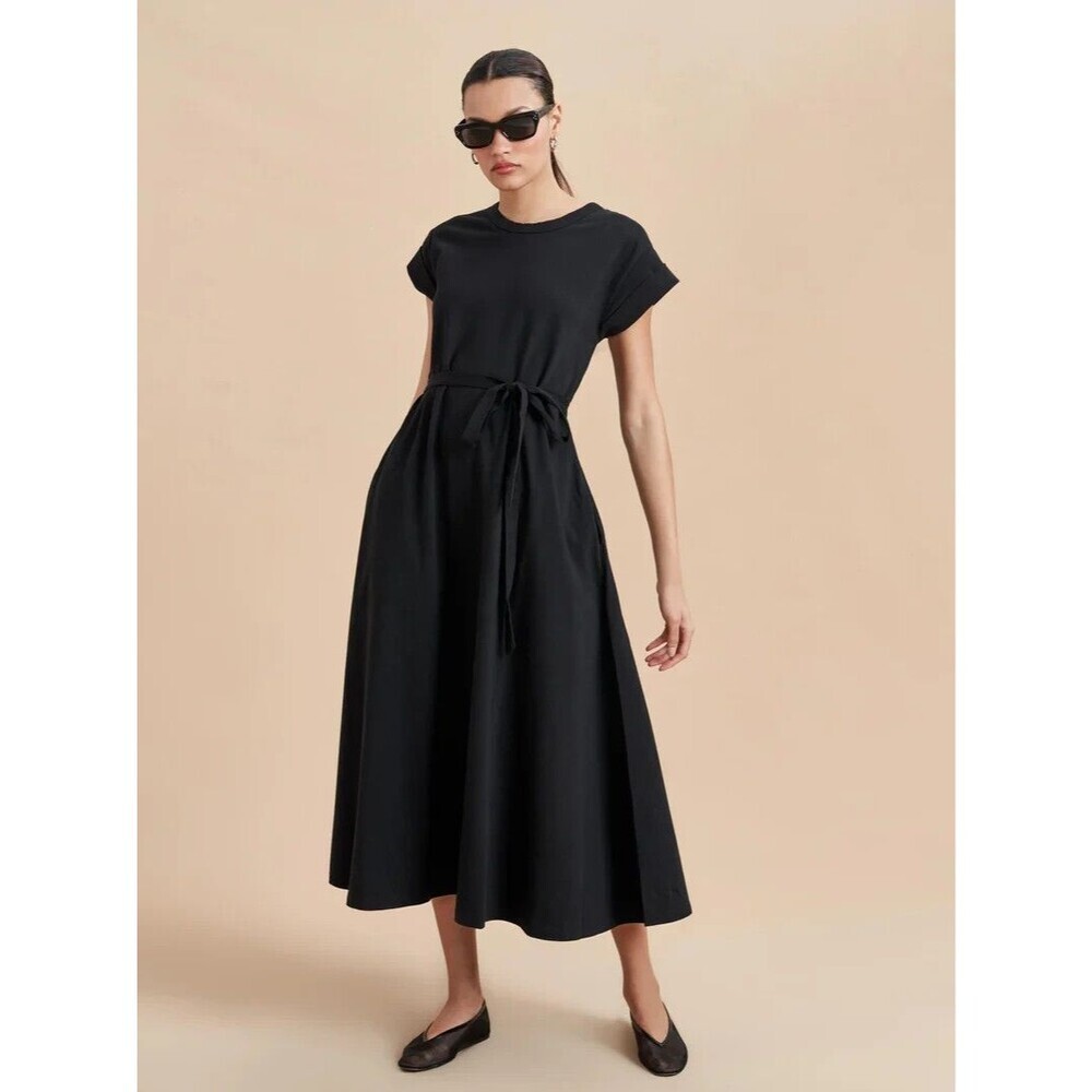 La Ligne New York Andie Dress Washed Out Black Organic Cotton XS $225 NO BELT